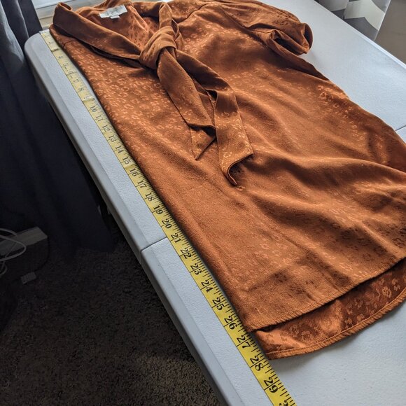 LOFT Women's long sleeve blouse with decorative tie, leopard embossed fabric - Picture 7 of 10